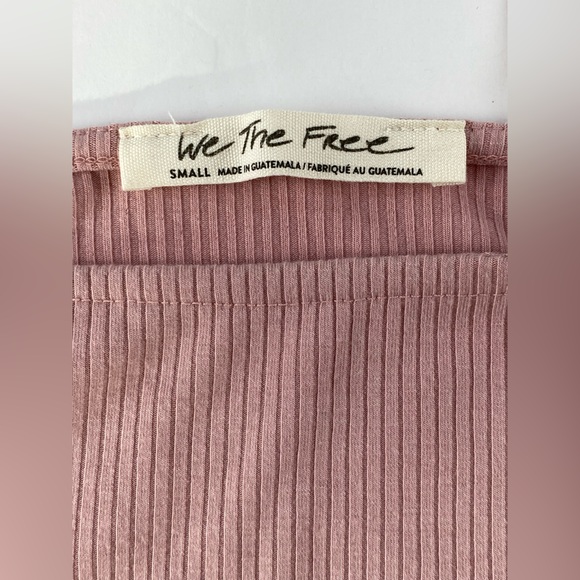 FREE PEOPLE NIGHT LILY SQUARE NECK PUFF SLEEVE RIBBED PALE MAUVE SIZE S NWT - Picture 12 of 12